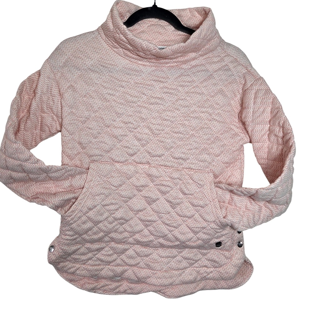 Jones Sport Pink Quilted‎ mock neck pullover sweater Womens small